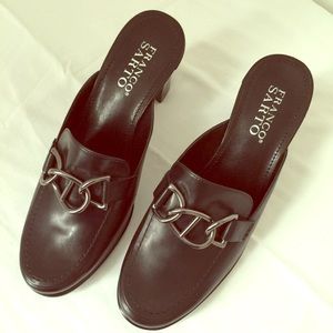 Franco Sarto Black leather silp on heels Sz 7M